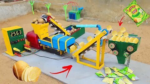 DIY Mini Fully Automatic Potato Chip Machine | Homemade Potato Chips Production! #SmallInventions