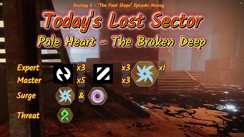 Destiny 2: 4-5-25 The Broken Deep is the Lost Sector. Arc/Void Surge.