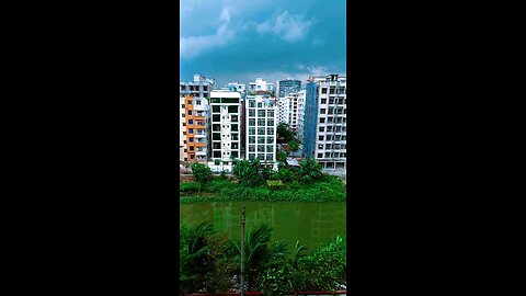 Urban windy and cloudy weather stock footage.