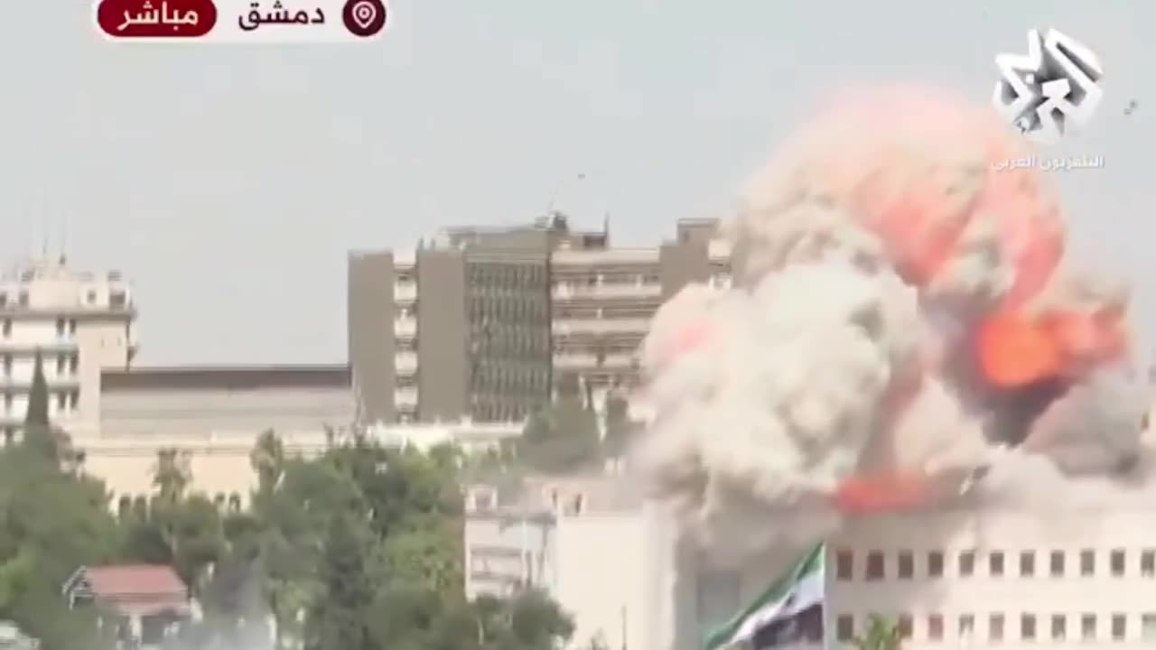 The moment the Syrian General Staff building was bombed