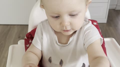 Baby Kayla Trying a Cracker for the First Time 🍪 Cute Snack Reaction