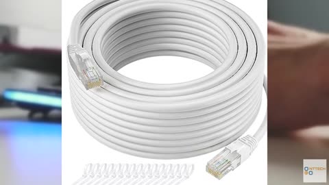 Cat5e Ethernet Cable 50 FT, Long Cat 5e Internet Cable, White Snagless Patch Cor