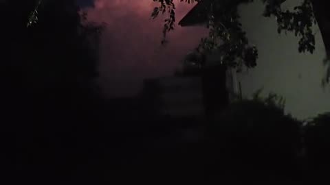Lightning Flashes Within Giant Cloud Column