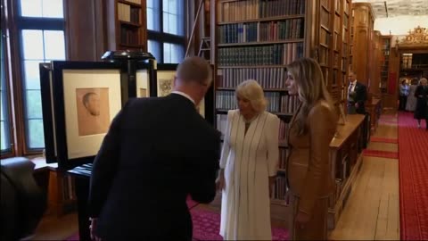Queen Camilla takes Melania on tour of the Royal Library at Windsor Castle