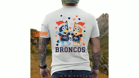 Denver Broncos Bluey Bingo Christmas Dancing Shirt Youth