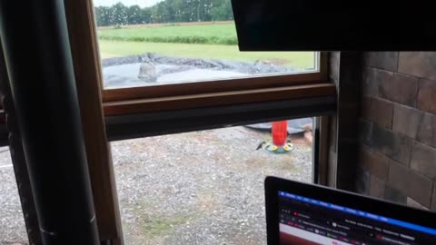 Francis Is Back In Action! The Pond Is Coming Back Around. New Downspouts Got A Rain Test.