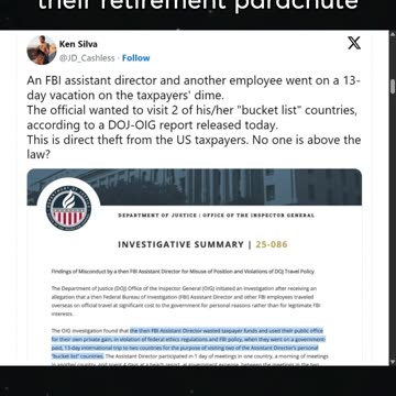 FBI Official Took Vacation to ‘Bucket List’ Countries on Taxpayers’ Dime, DOJ-OIG Finds