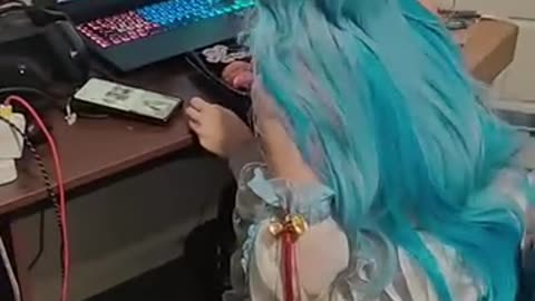Ganyu Maid Cosplay Waifu | Playing Genshin Impact on Laptop