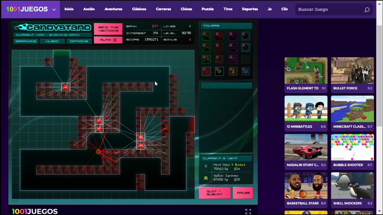 VECTOR TOWER DEFENSE Gameplay - By Arc Morpheus