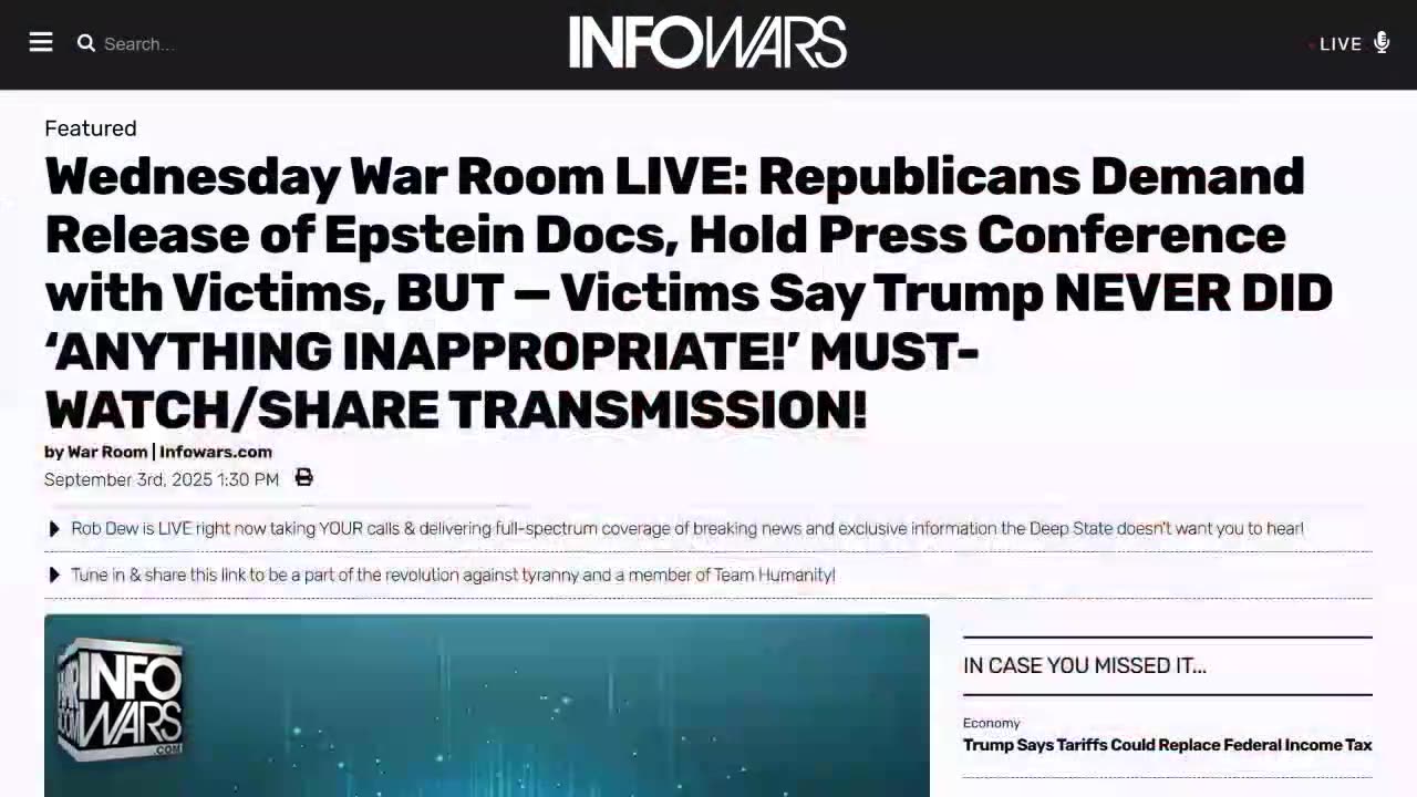 INFOWARS WAR ROOM [FULL] Wednesday 9/3/25