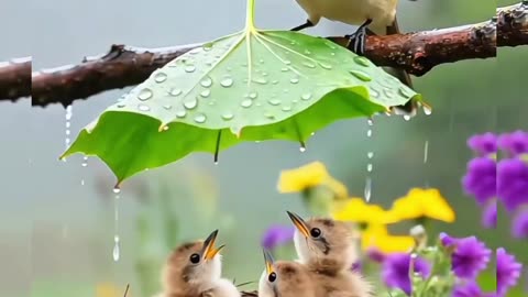 This cool bird protects its chicks from the rain using leaf stalks #shorts #viral