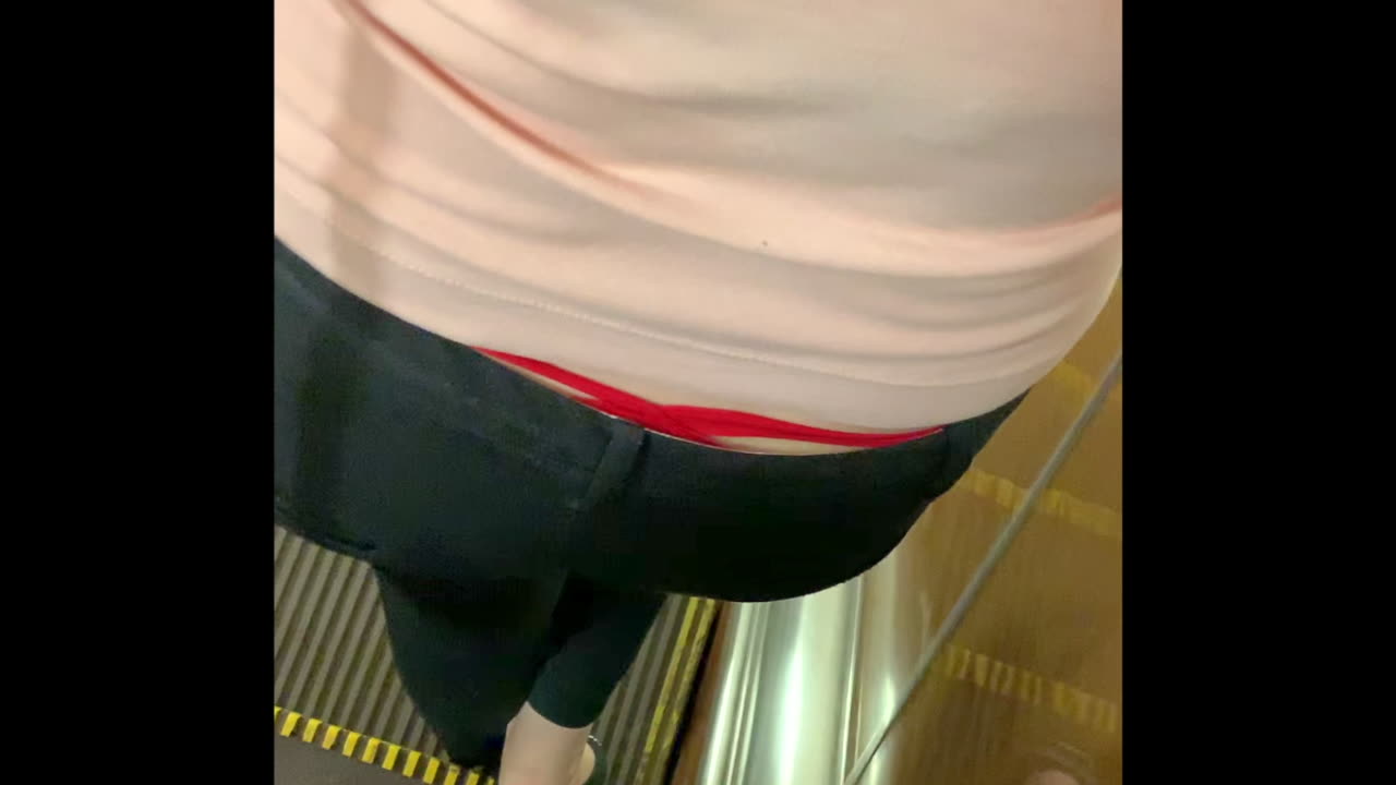 Red Thong Wedgie in the Train Station