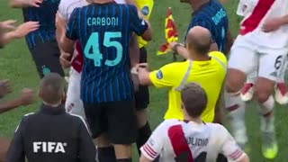 Dumfries and Acũna were running off the pitch together to have a fight