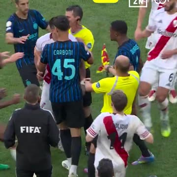 Dumfries and Acũna were running off the pitch together to have a fight