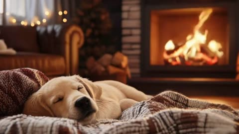 Relaxing Dog Sleep 🐶 Fireplace Sounds & Gentle ASMR for Deep Rest