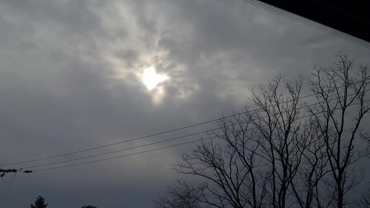 Created material, fake clouds, in the atmosphere blocking out the white sun and yellow sun