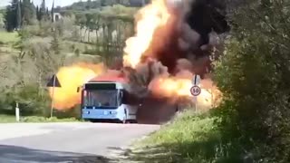 This is what an electric bus with an exploding battery looks like.