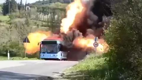 This is what an electric bus with an exploding battery looks like.