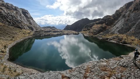 Birds flying above a mountain lake #peace