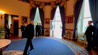 Behind Scenes & Happening Now—President Trump steps out onto the Truman Balcony