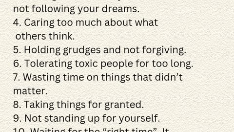 Things You’ll Regret One Day