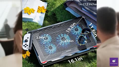 AICHESON Laptop Cooling Pad 5 Fans Up to 17.3 Inch Heavy Notebook Cooler, Blue L