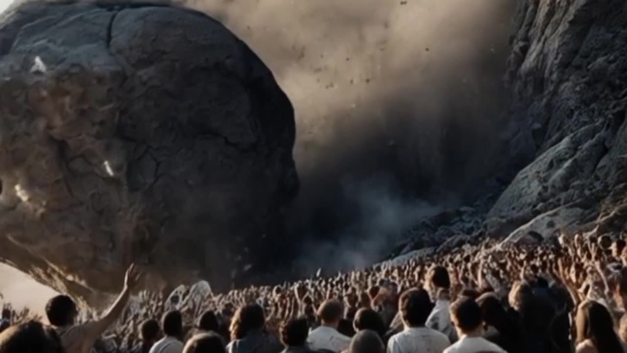 disaster rock falls on people
