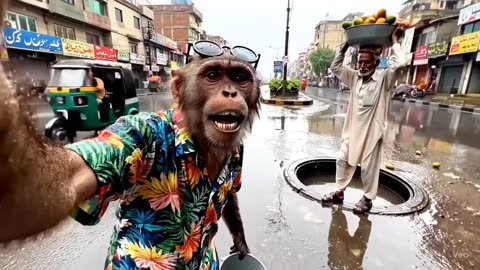 AI Monkey Shows Karachi After Rain LOL! 😂 (Pakistani & Desi Meme)