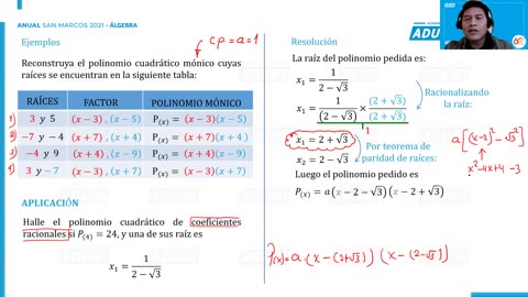 ANUAL ADUNI 2021 | Semana 16 | Álgebra