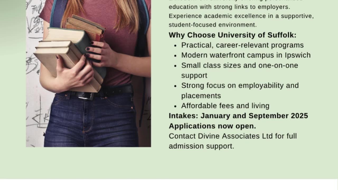 Start Your UK Journey: Apply to the University of Suffolk with Divine Associates Ltd