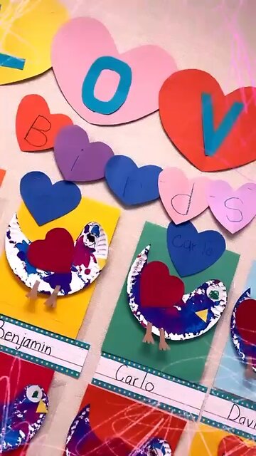 💖💛❤️💙💜 ARTS AND CRAFTS, LOVE BIRDS- Valentines Day Art Project With Golf Ball Painting