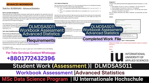 Student Work( Assessment)|DLMDSAS011 Assessment: Advanced Statistical Methods Explained Video| IU