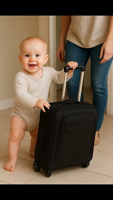 Little Helper: Baby Pulls a Suitcase Like a Pro!