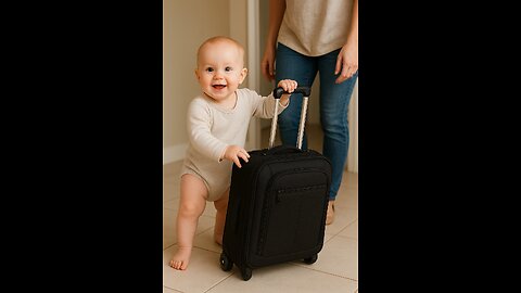 Little Helper: Baby Pulls a Suitcase Like a Pro!