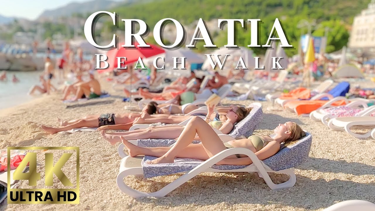 Beach Walk 4K Croatia | Walking along the Coast of Baska Voda with Olivia
