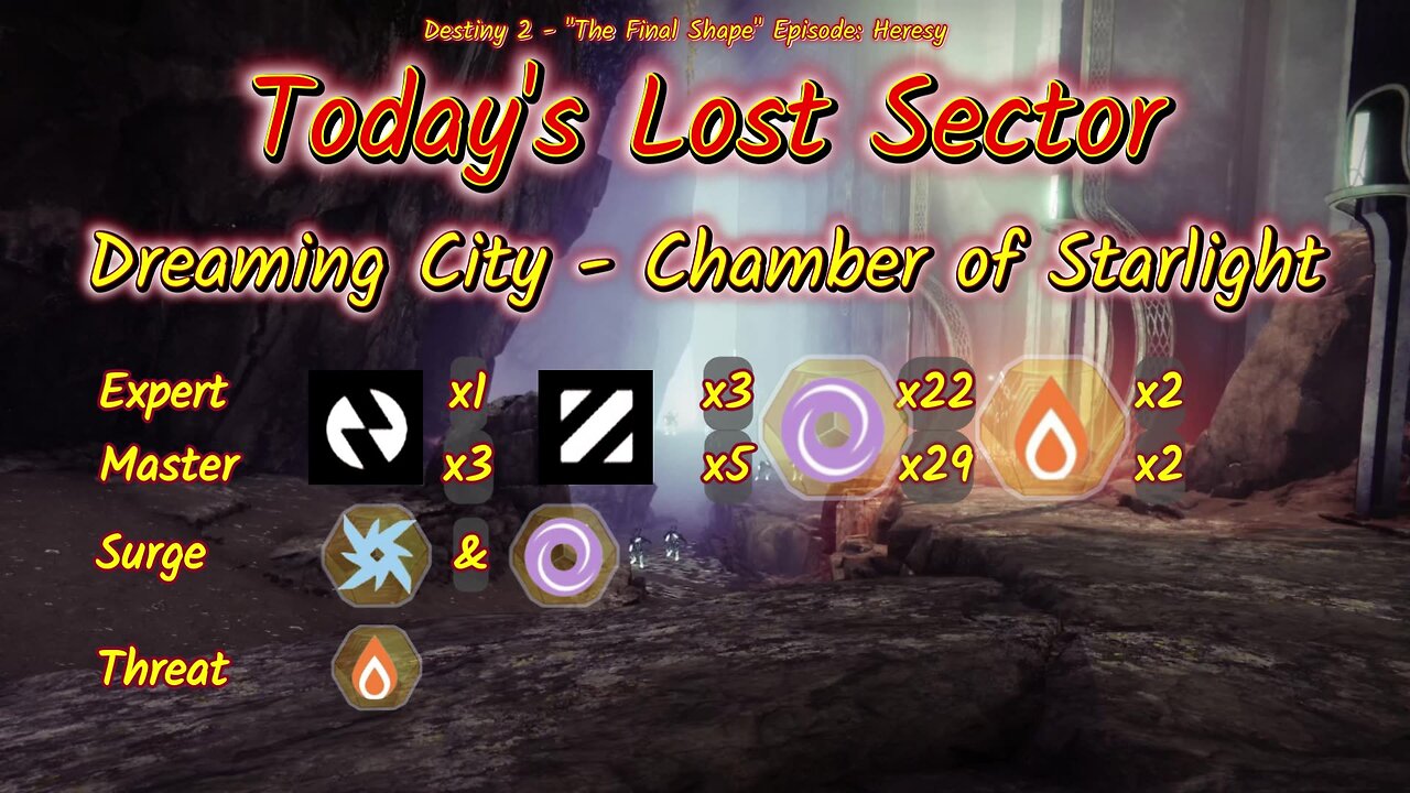 Destiny 2: 3-21-25 Chamber of Starlight is the Lost Sector. Arc/Void Surge.
