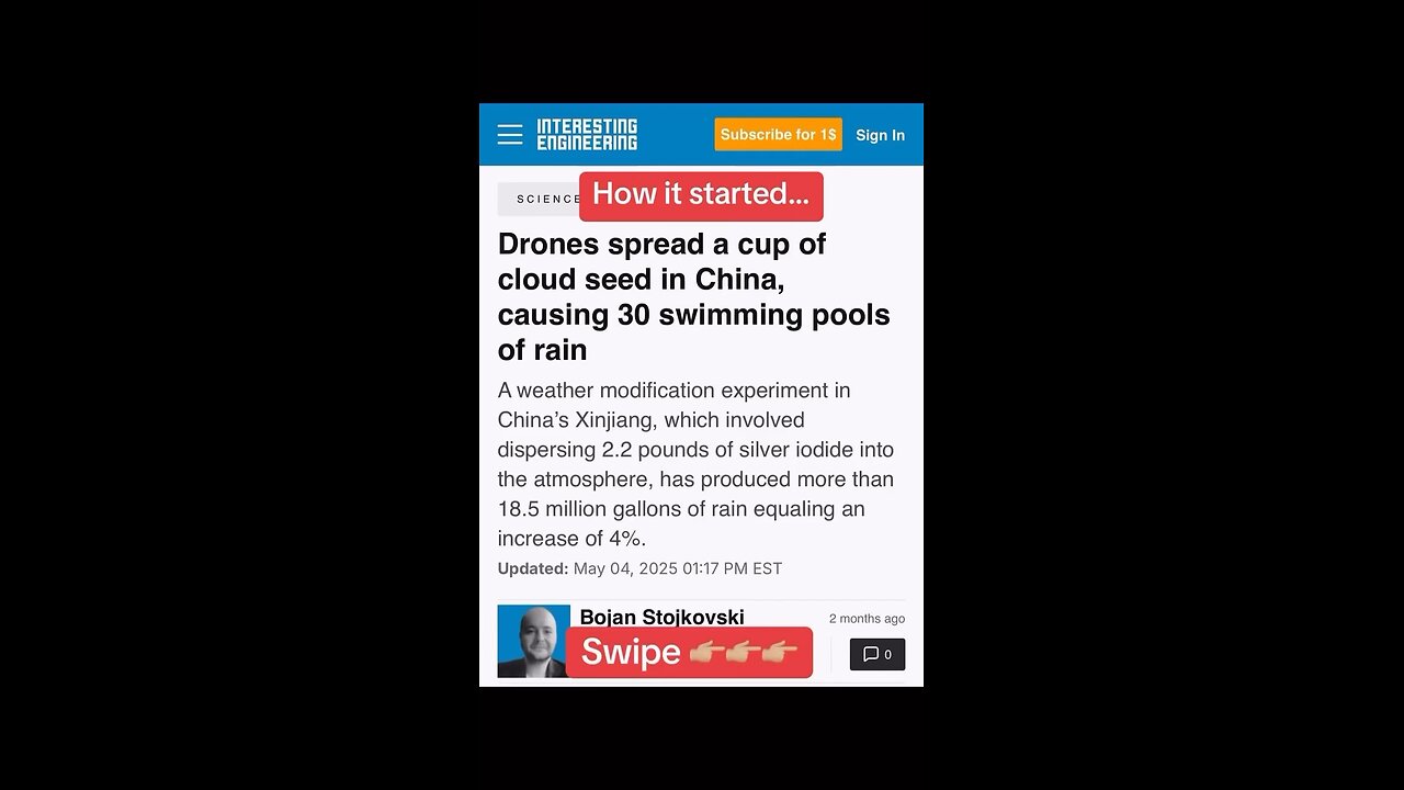 When China flooded their cities, because of cloud seeding…