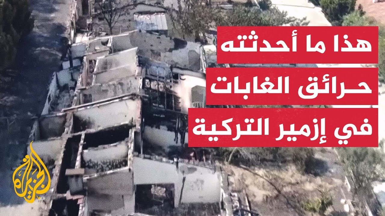 شاهد| دمار وأضرار جراء حرائق الغابات بأحد أحياء ولاية إزمير التركية