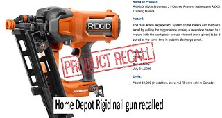 Home Depot Ridgid nail gun recalled