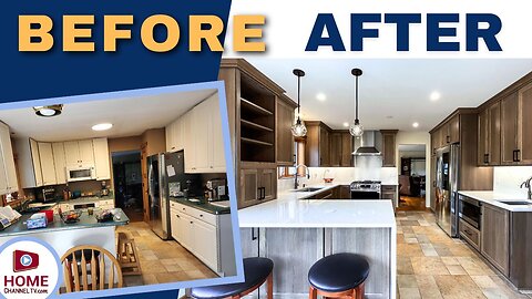 Kitchen Remodel Before & After: Old Design Gets a Warm Makeover and Beverage Center