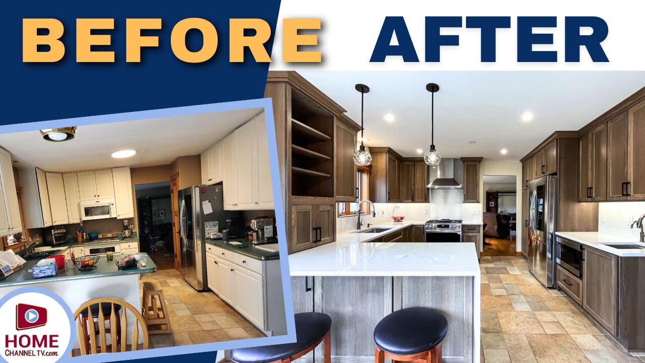 Kitchen Remodel Before & After: Old Design Gets a Warm Makeover and Beverage Center