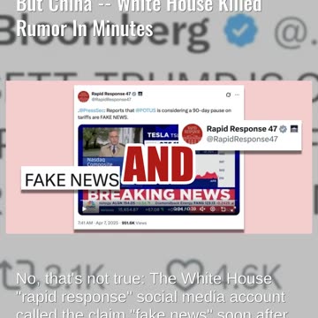 Fact Check: NO EVIDENCE Trump Prepared To Pause Tariffs On All But China -- White House Killed Rumor