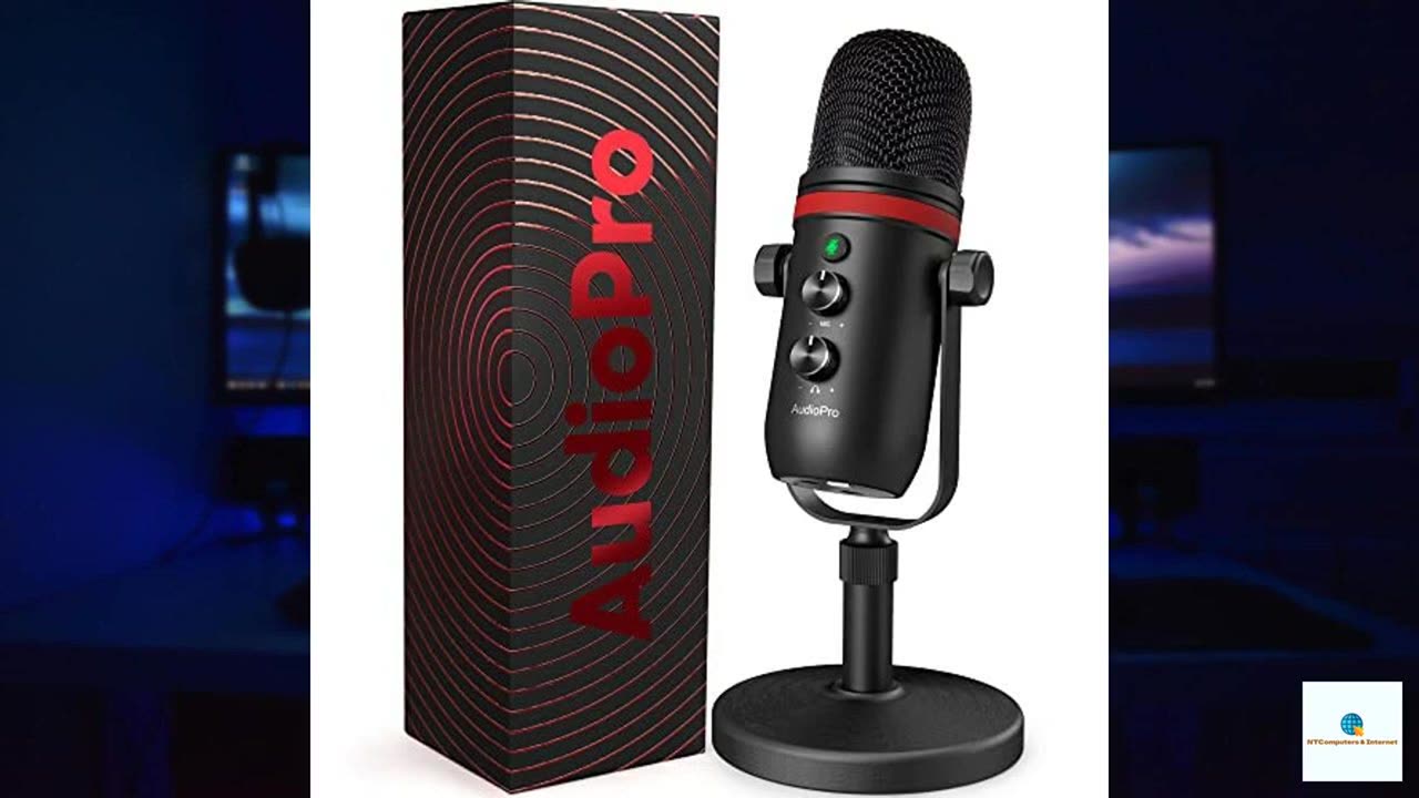 AUDIOPRO USB Microphone, Computer Condenser Gaming Mic for PC/Laptop/PS4/5, Headphone Outp