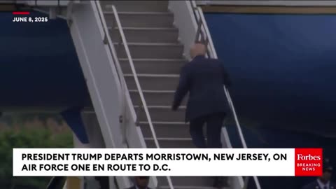 President Trump stumbles and nearly falls while climbing the stairs of Air Force One