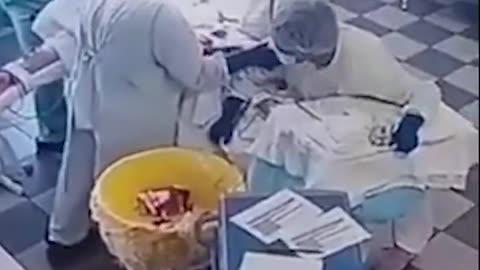 Doctors in Russia continued life-saving surgery as the massive 8.8-magnitude earthquake struck.