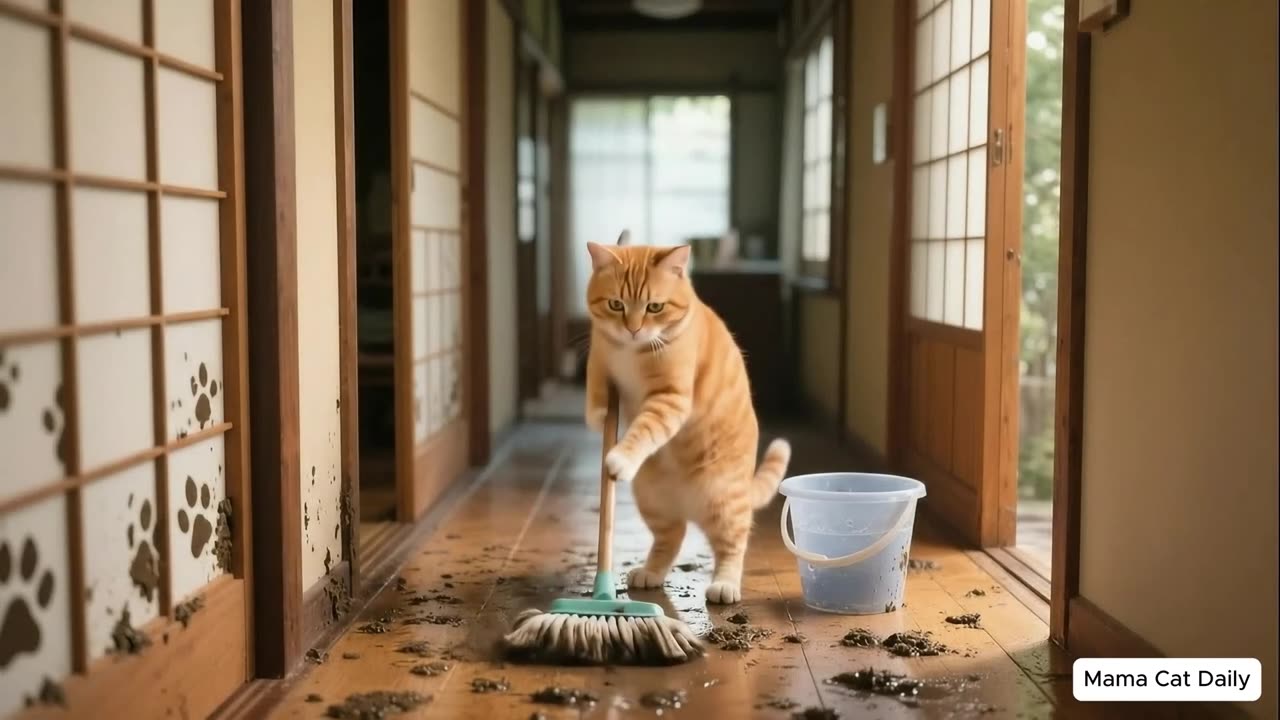 Poor Ginger Kitten Gets Teased for Not Knowing How to Swim, So Mama Cat Sends Her to Swim Class