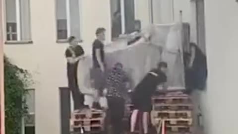 Moving a grand piano to the second floor