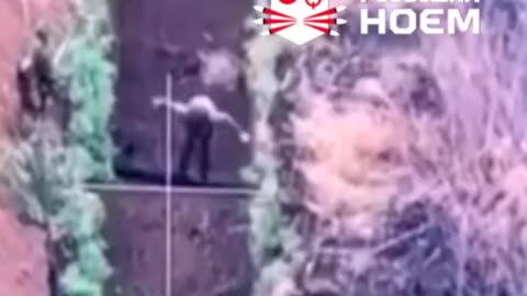 Russian Soldiers Getting Stuck While Crossing Anti-Tank Trenches
