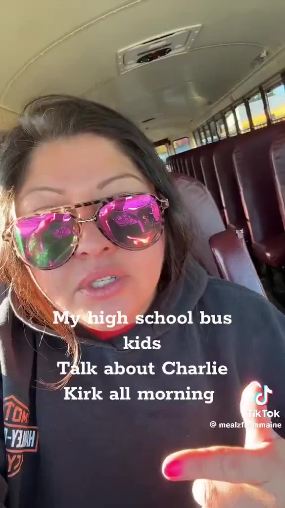 Highschool kids talked about Charlie Kirk today on her bus