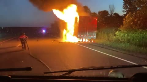 40,000 pounds of ribeye steaks lost in highway tractor-trailer fire